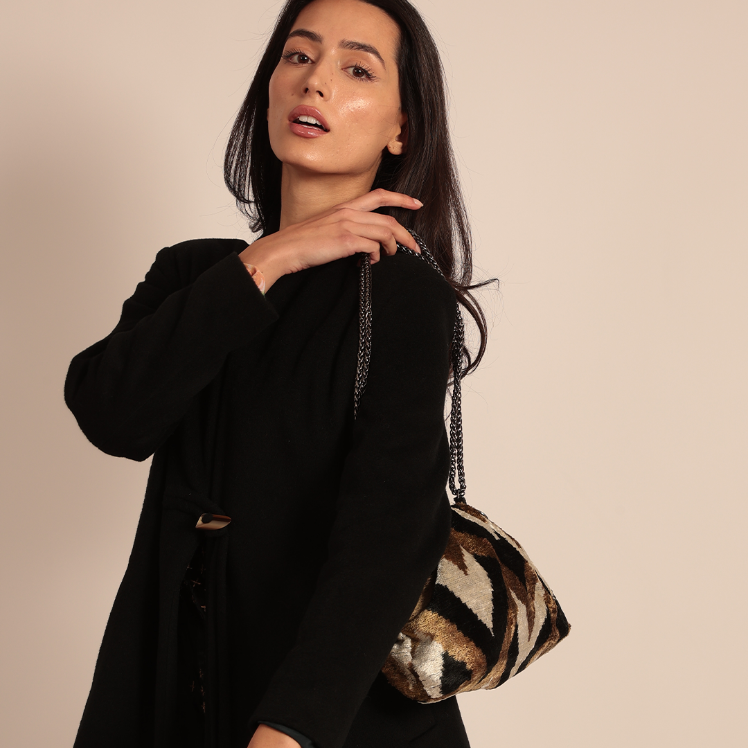 Victoria Ikat Multicolour Bag - Cream/ Taupe/ Black