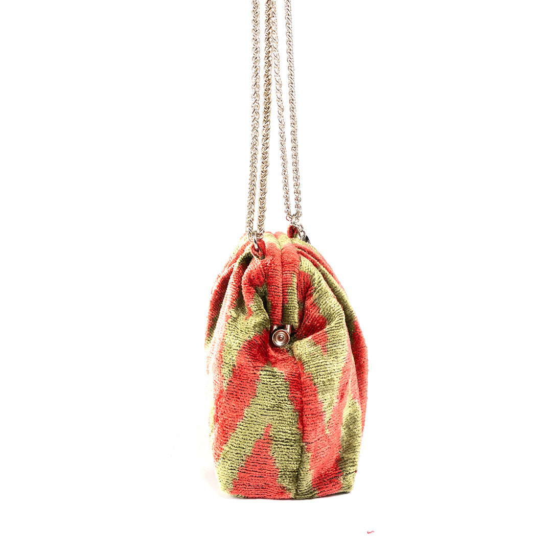 Victoria Ikat Multicolour Bag - Coral/ Moss