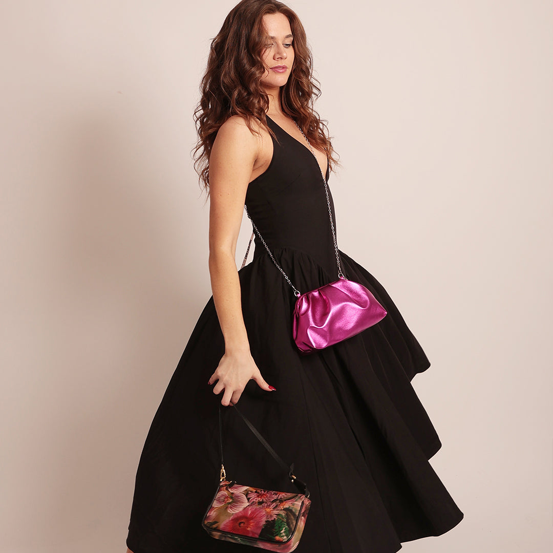 Greville Metallic Clutch Bags - Magenta