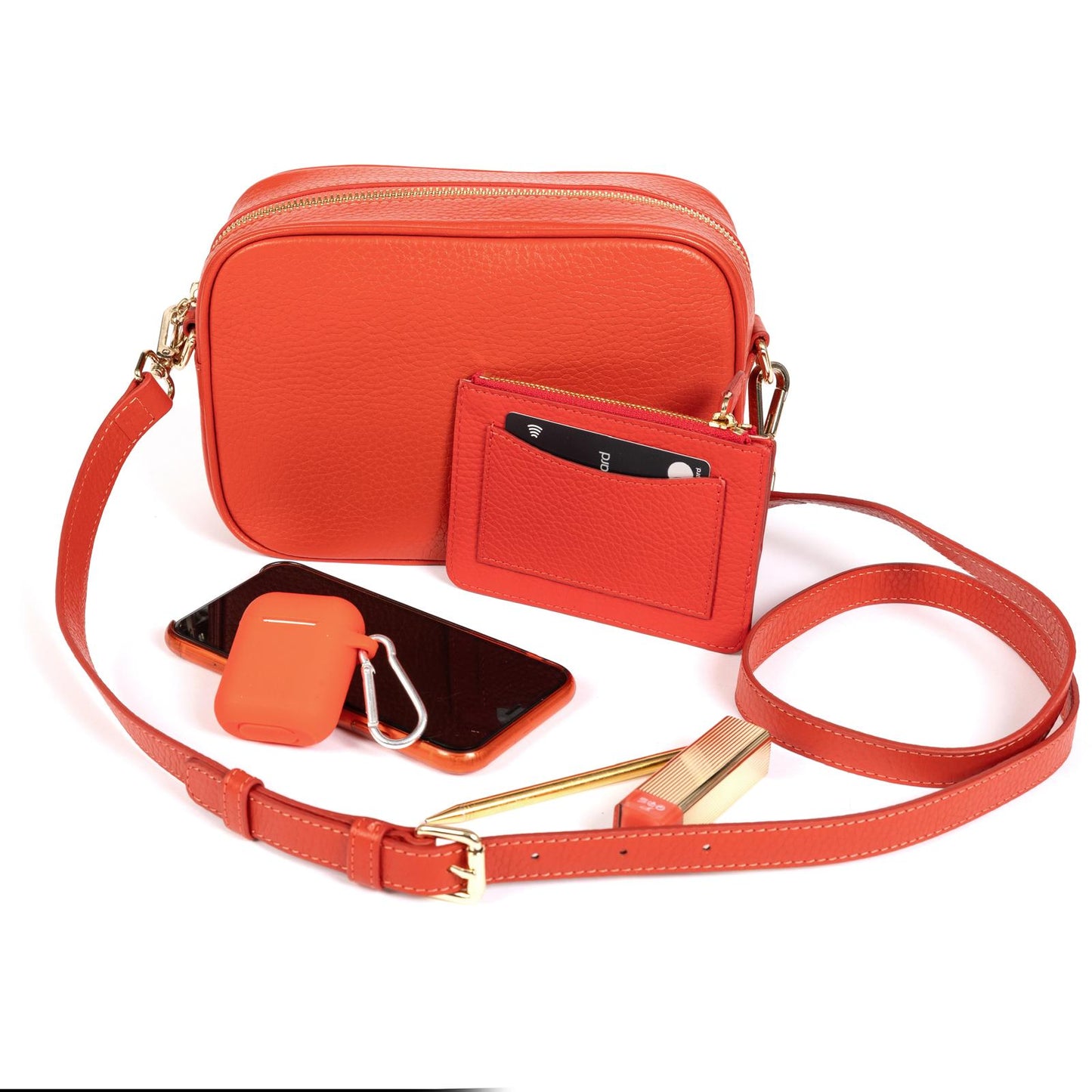 Little Venice Leather Bag with two interchangeable straps - Burnt / Orange
