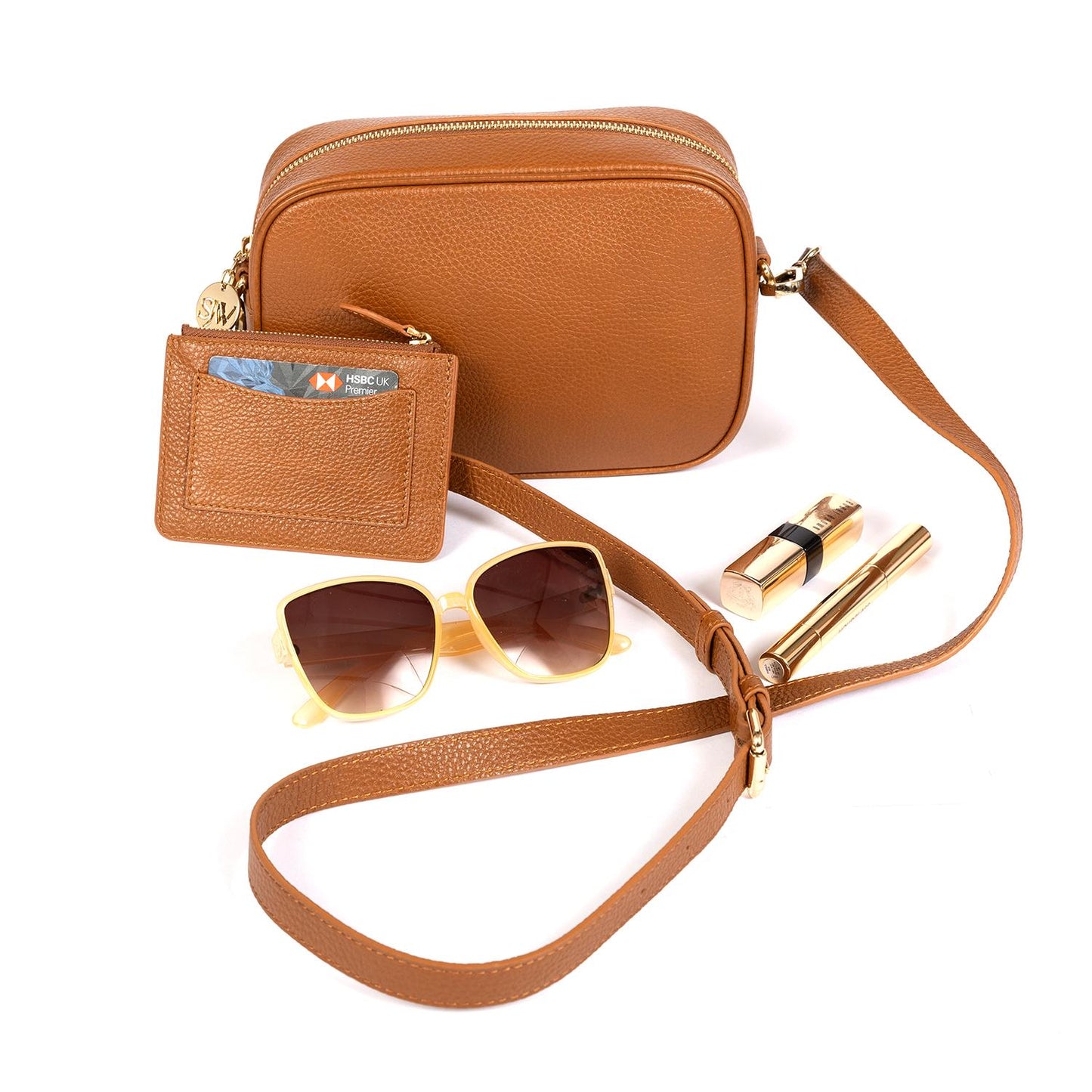 Little Venice Leather Bag with two interchangeable straps - Cognac