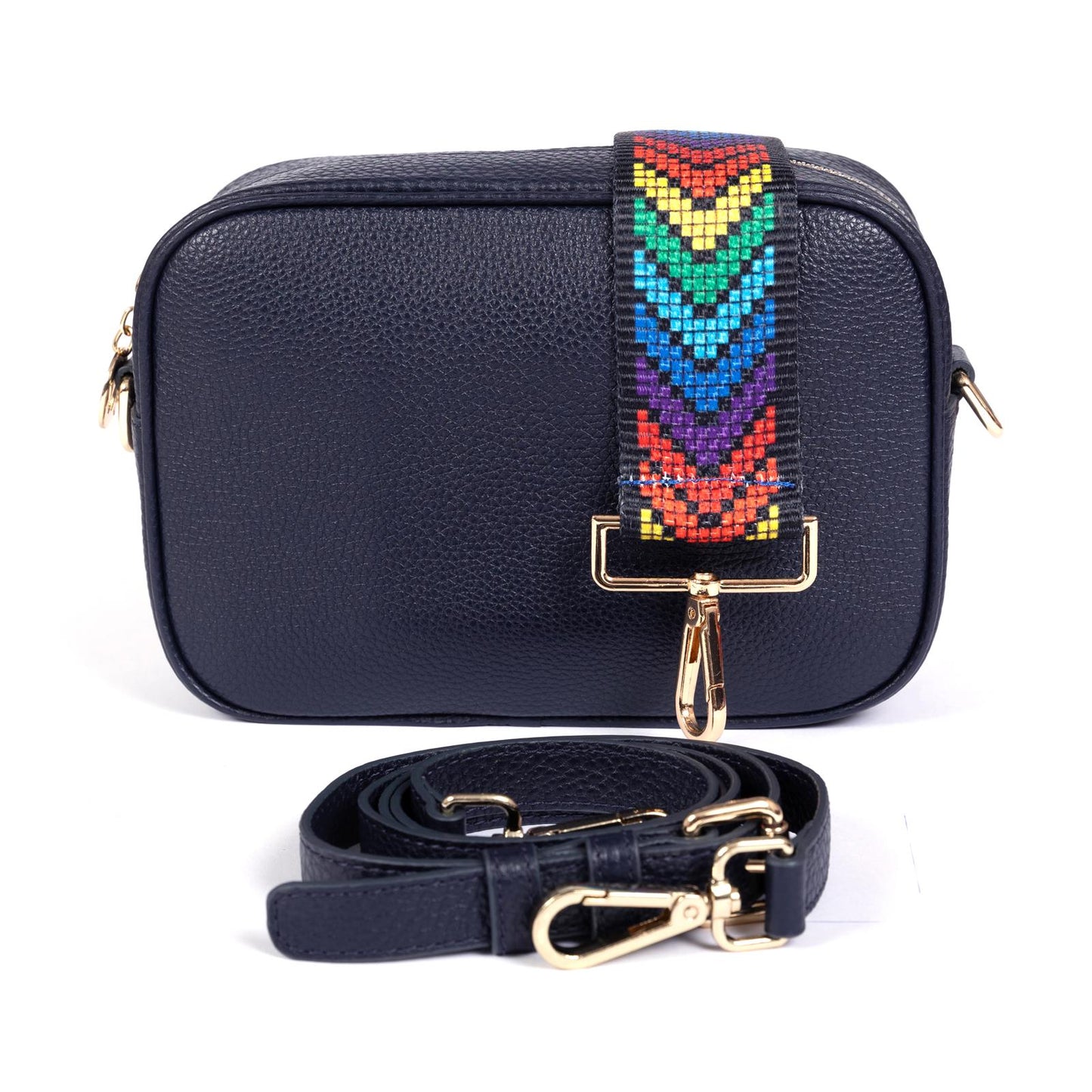 Little Venice Leather Bag with two interchangeable straps - Navy