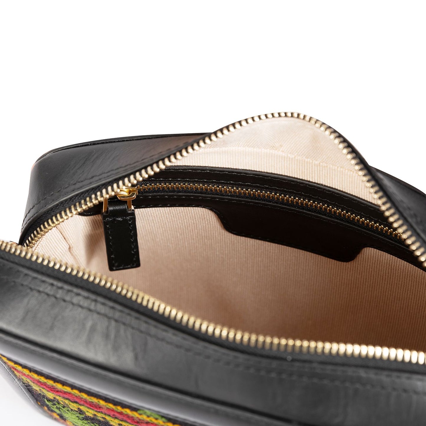 Perazzi Gujarati Woven Textile and Leather Cross Body Bag-Black