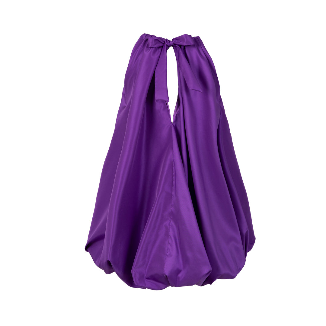 Parisienne Puff Halterneck Purple Dress + Victoria Bag Set 3
