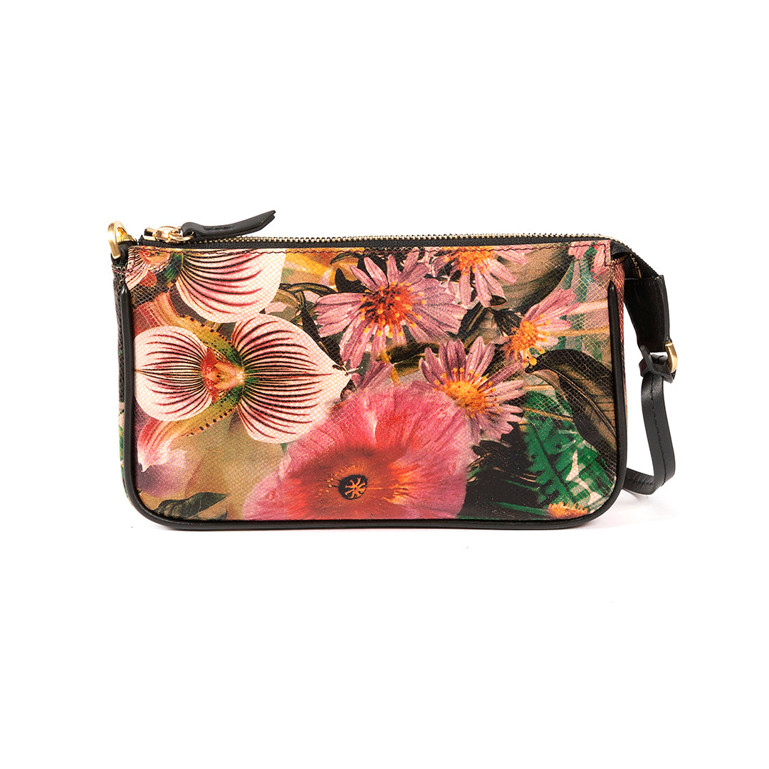 Kenwood Leather Floral Print Mini Versatile Shoulder Bag - Black