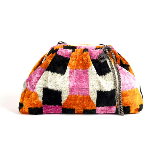 Victoria Ikat Multicolour Bag - Cream/ Dusky Pink/ Ochre/ Black