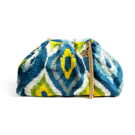 Victoria Ikat Multicolour Bag - Green/ Bright Yellow/ Cobalt/ Turquoise/ Ecru/ Teal