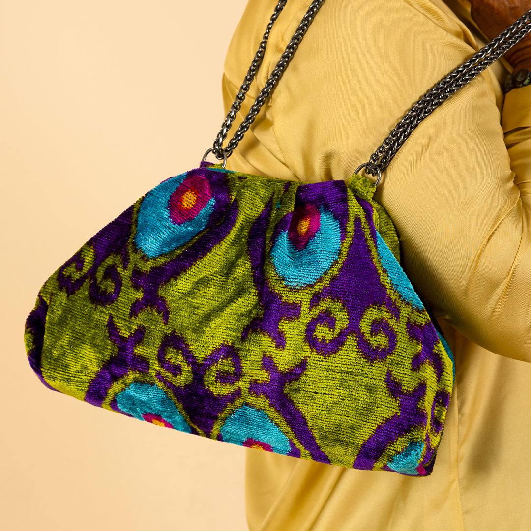 Victoria Ikat Bag Teal/Moss/Purple