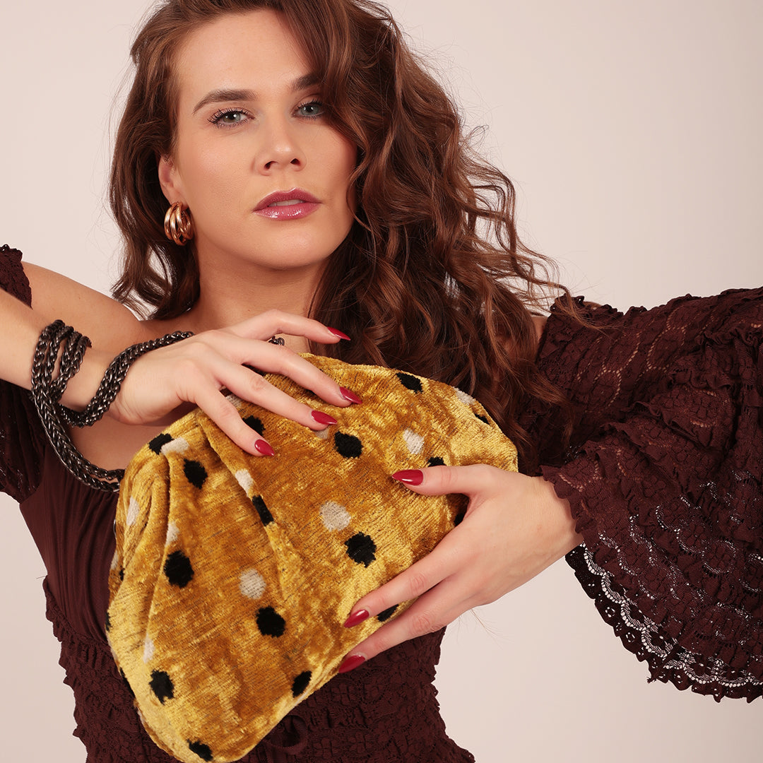 Victoria Ikat Multicolour Bag - Mustard/ Ecru/ Black