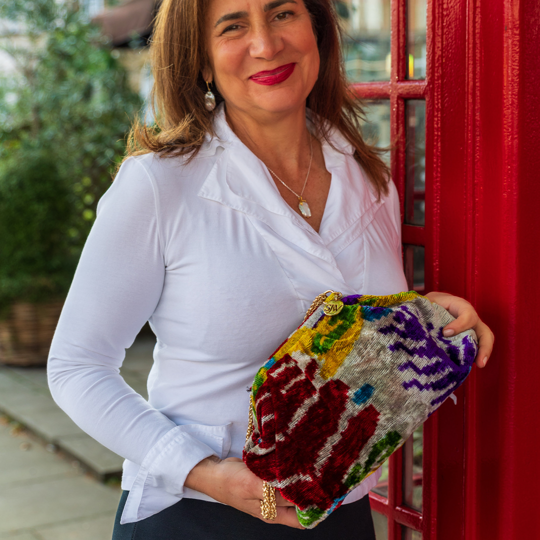 Victoria Ikat Multicolour Bag - Vintage Red/ Purple/ Ecru/ Bright Yellow/ Green/ Turquoise