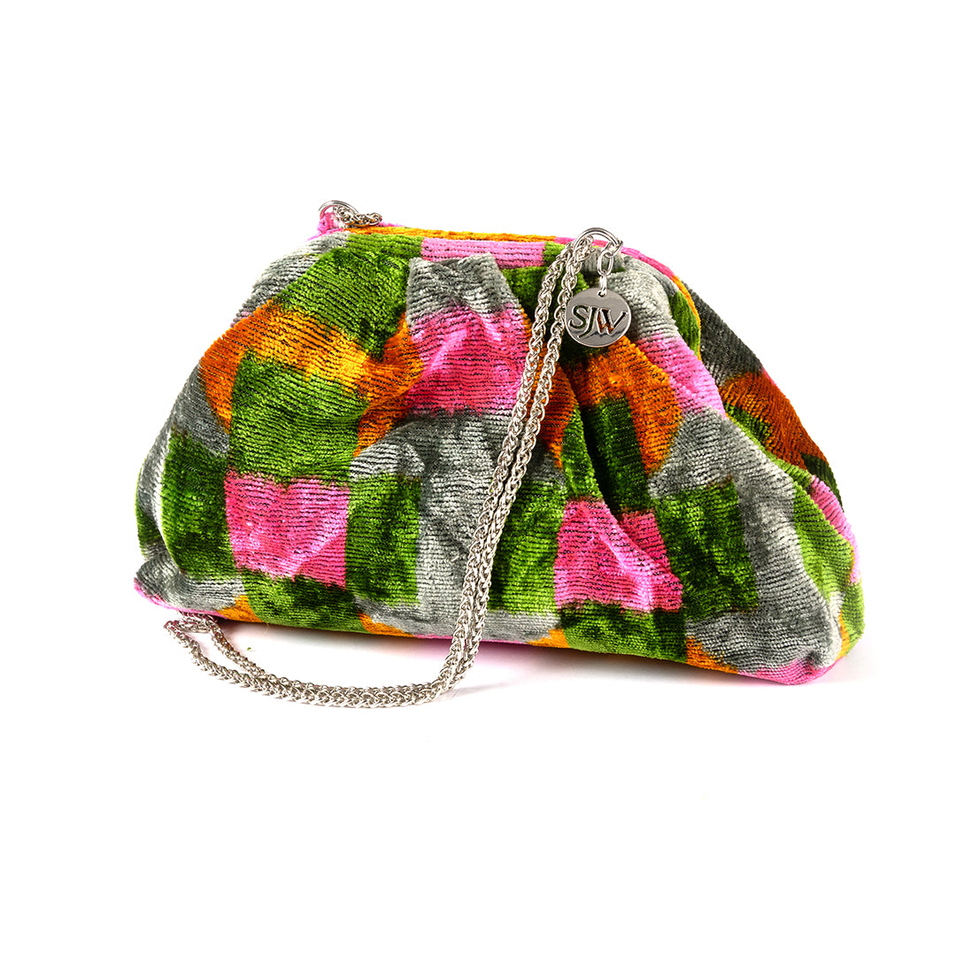 Victoria Ikat Multicolour Bag - Green, Pink, Grey, Orange