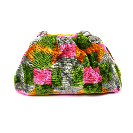 Victoria Ikat Multicolour Bag - Green, Pink, Grey, Orange