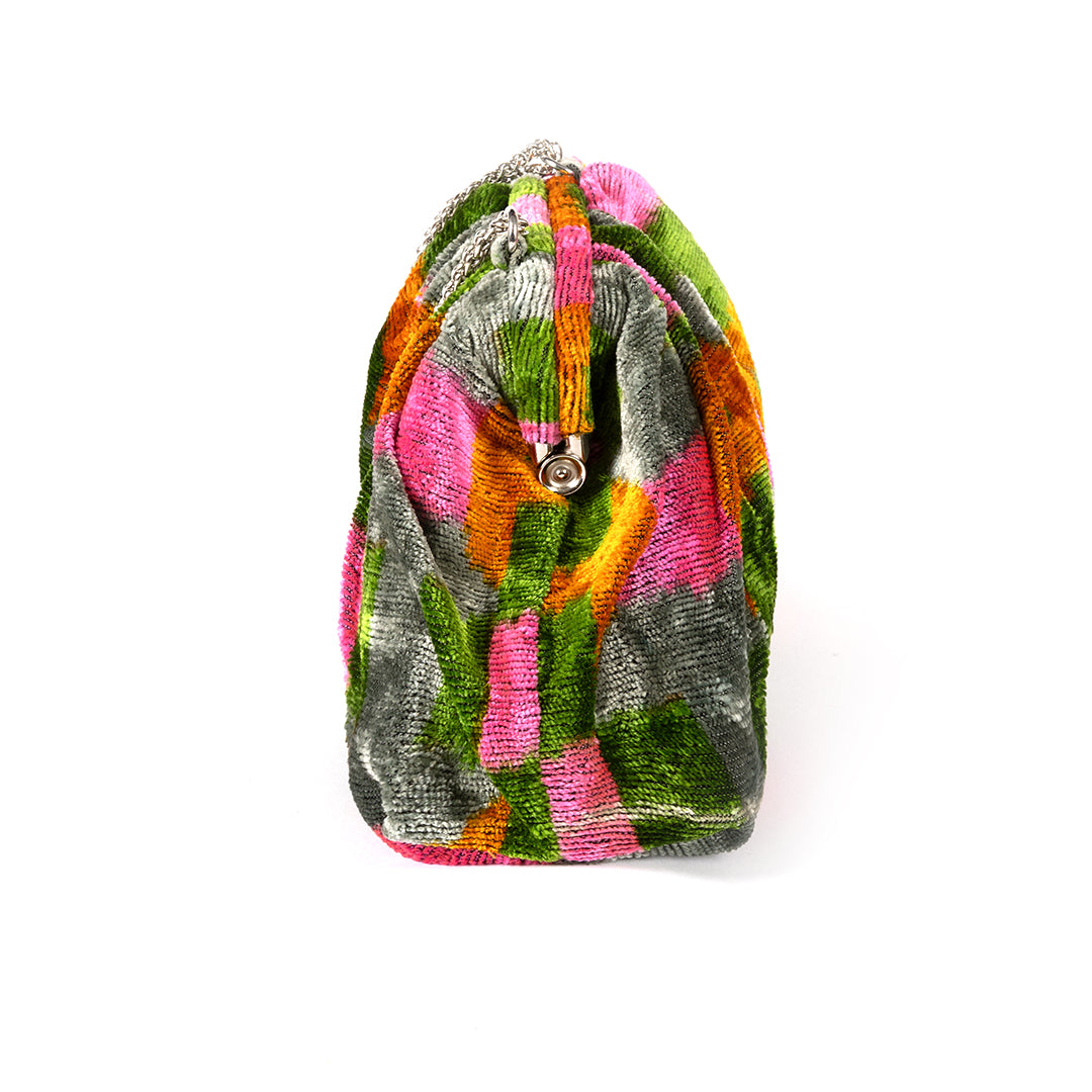 Victoria Ikat Multicolour Bag - Green, Pink, Grey, Orange