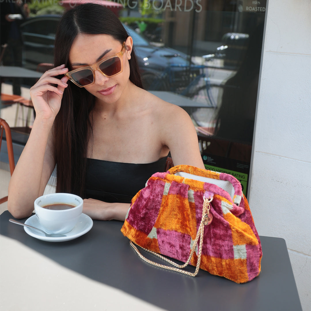 Victoria Ikat Multicolour Bag - Pink, Orange