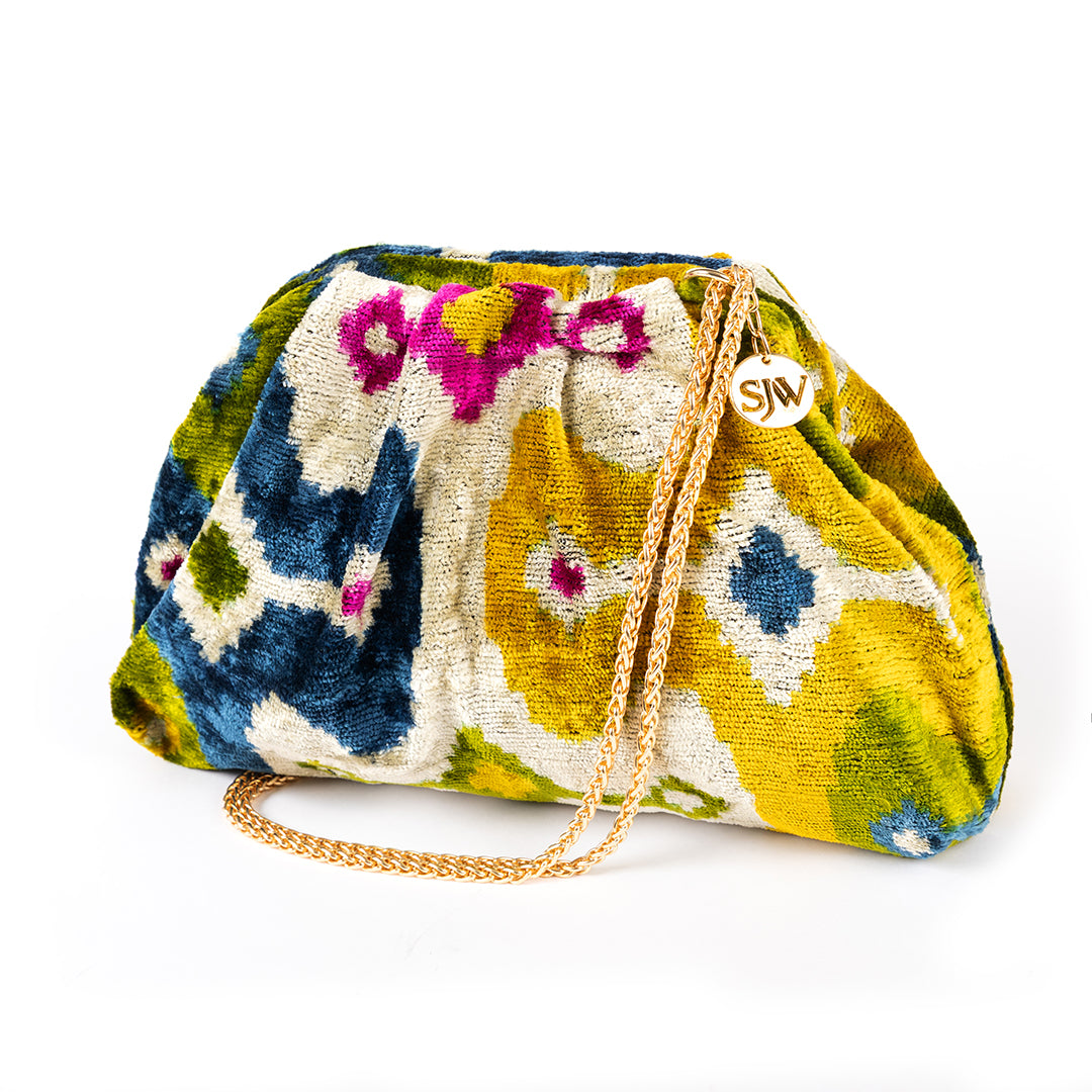 Victoria Ikat Multicolour Bag - Royal Blue, Yellow, Beige, Green, Pink