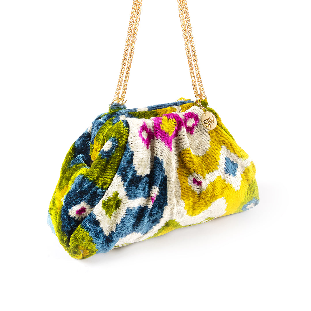 Victoria Ikat Multicolour Bag - Royal Blue, Yellow, Beige, Green, Pink