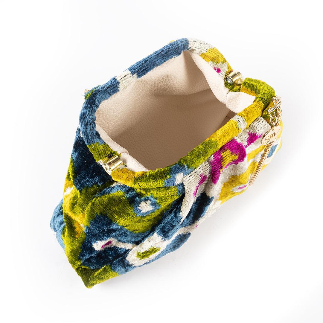 Victoria Ikat Multicolour Bag - Royal Blue, Yellow, Beige, Green, Pink