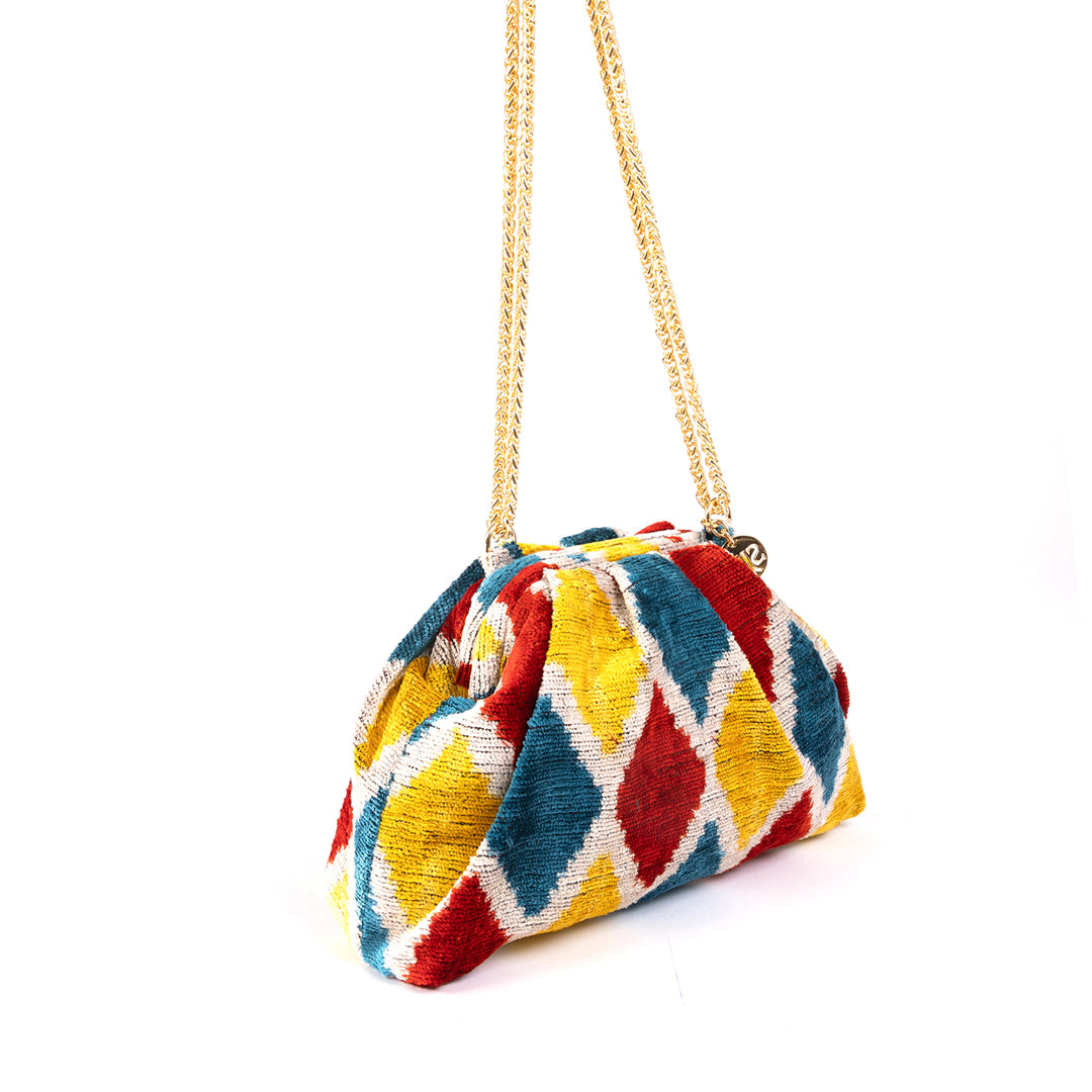 Victoria Ikat Multicolour Bag - Yellow/Teal/ Red