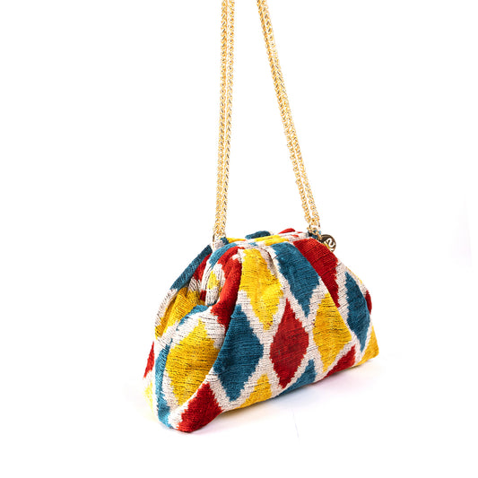 Victoria Ikat Multicolour Bag - Yellow/Teal/ Red