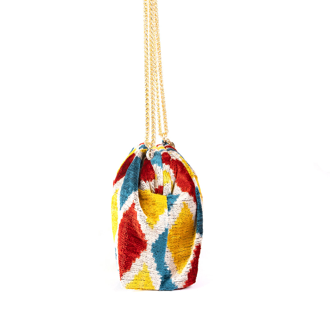 Victoria Ikat Multicolour Bag - Yellow/Teal/ Red