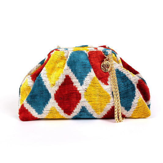 Victoria Ikat Multicolour Bag - Yellow/Teal/ Red