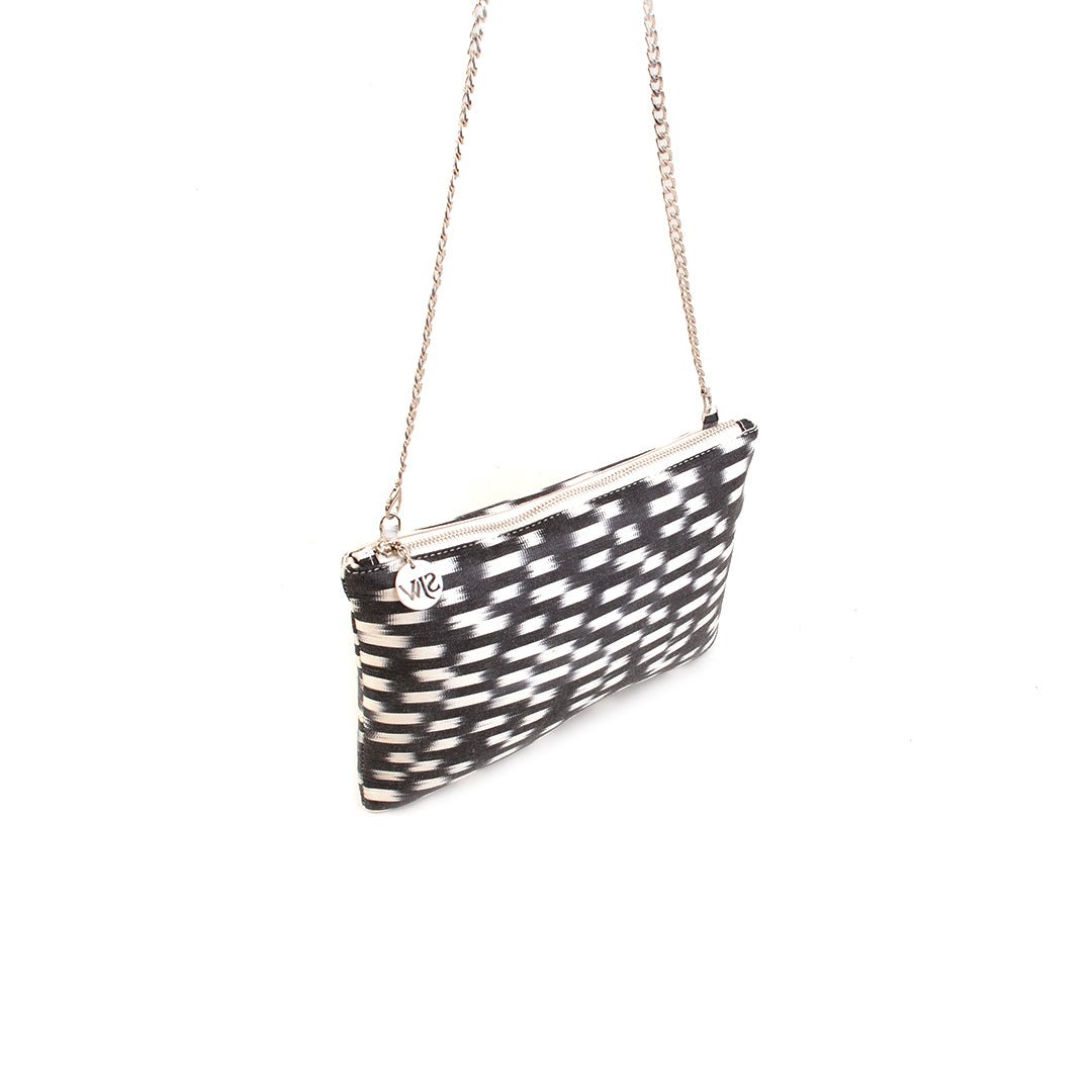 Aquila Ikat Clutch Bag - Black - SJW BAGS LONDON