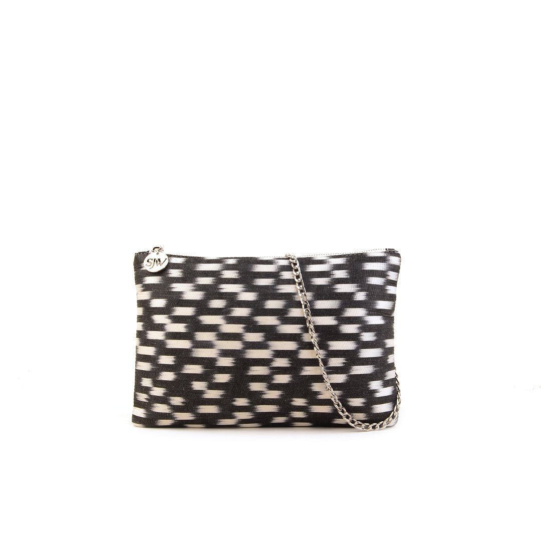 Aquila Ikat Clutch Bag - Black - SJW BAGS LONDON