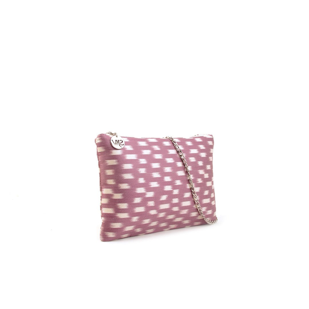 Aquila Ikat Clutch Bag - Mauve - SJW BAGS LONDON