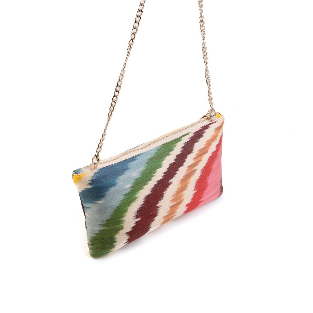 Aquila Ikat Clutch Bag - Rainbow - SJW BAGS LONDON