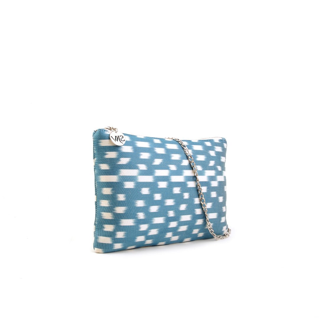 Aquila Ikat Clutch Bag - Storm Blue - SJW BAGS LONDON