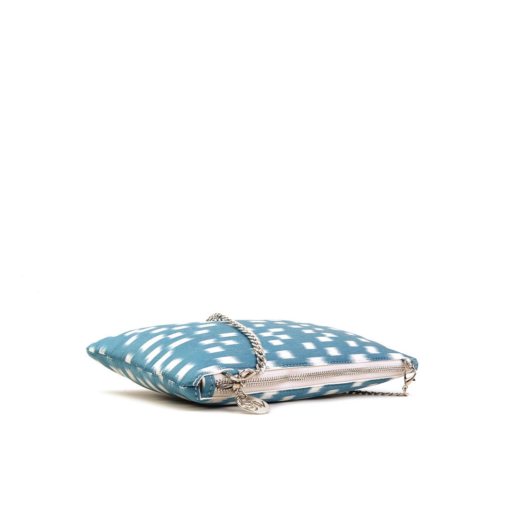 Aquila Ikat Clutch Bag - Storm Blue - SJW BAGS LONDON
