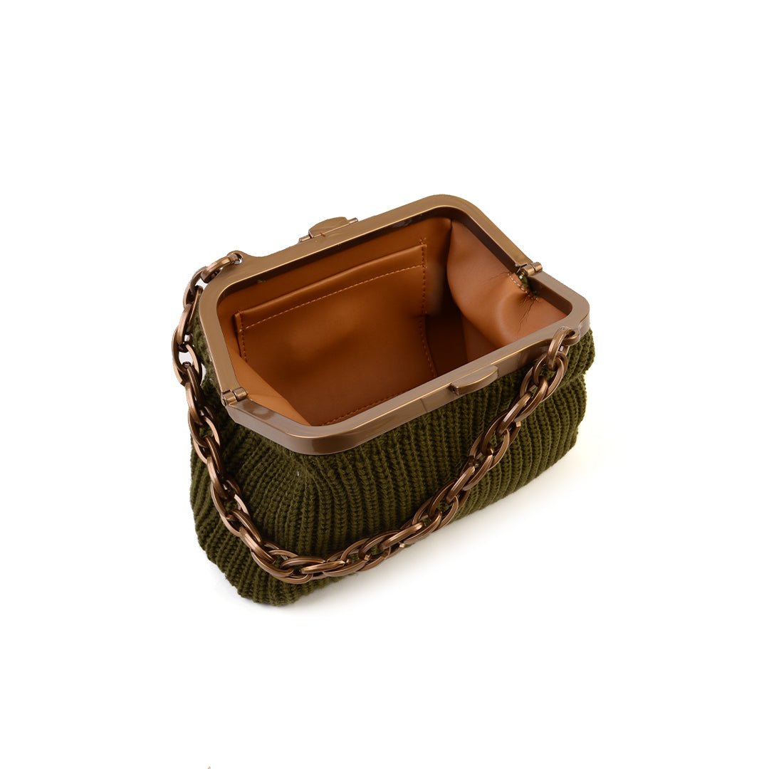 Balmoral Knitted Purse Clutch - Army Green - SJW BAGS LONDON