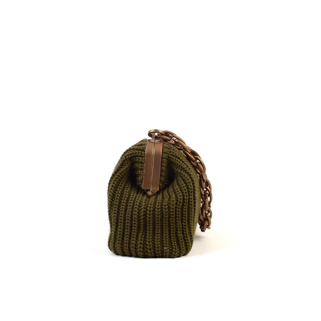 Balmoral Knitted Purse Clutch - Army Green - SJW BAGS LONDON