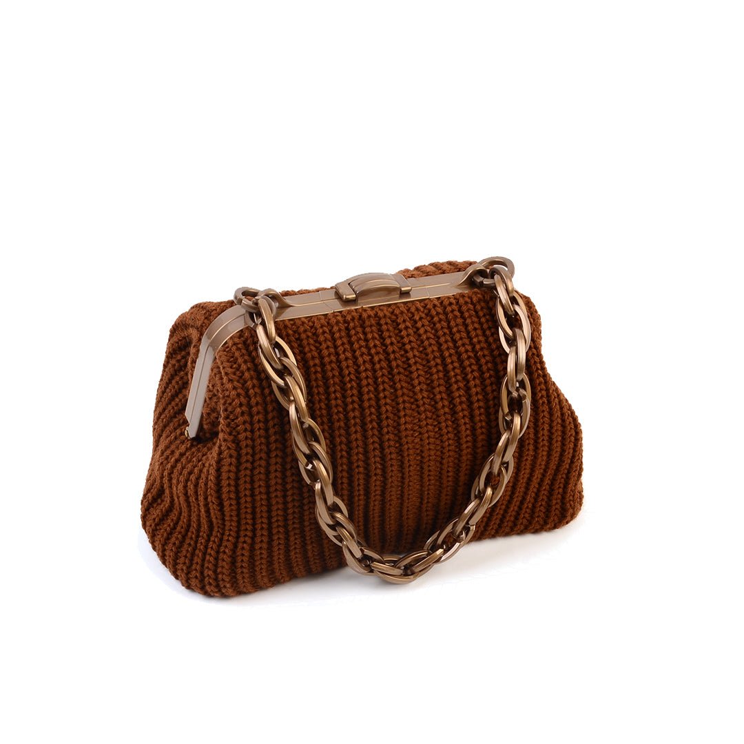 Balmoral Knitted Purse Clutch - Cinnamon - SJW BAGS LONDON