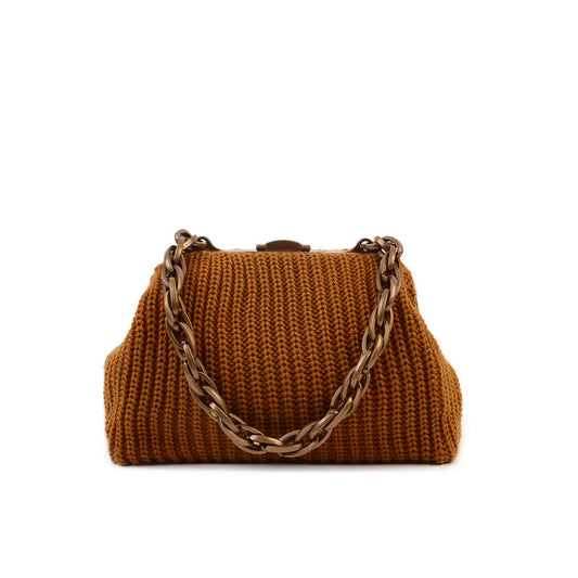 Balmoral Knitted Purse Clutch - Ochre - SJW BAGS LONDON