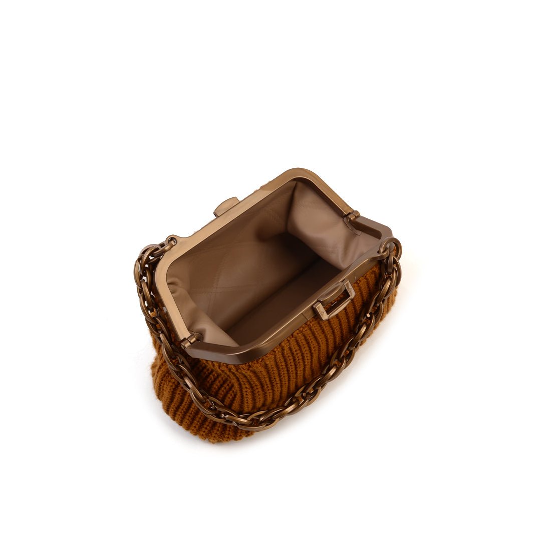 Balmoral Knitted Purse Clutch - Ochre - SJW BAGS LONDON