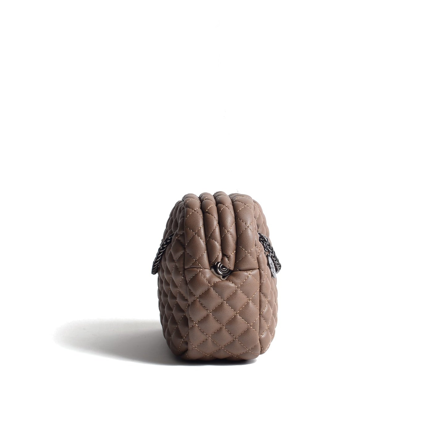 Carlton Vegan Leather Quilted Handbag - Brown - SJW BAGS LONDON