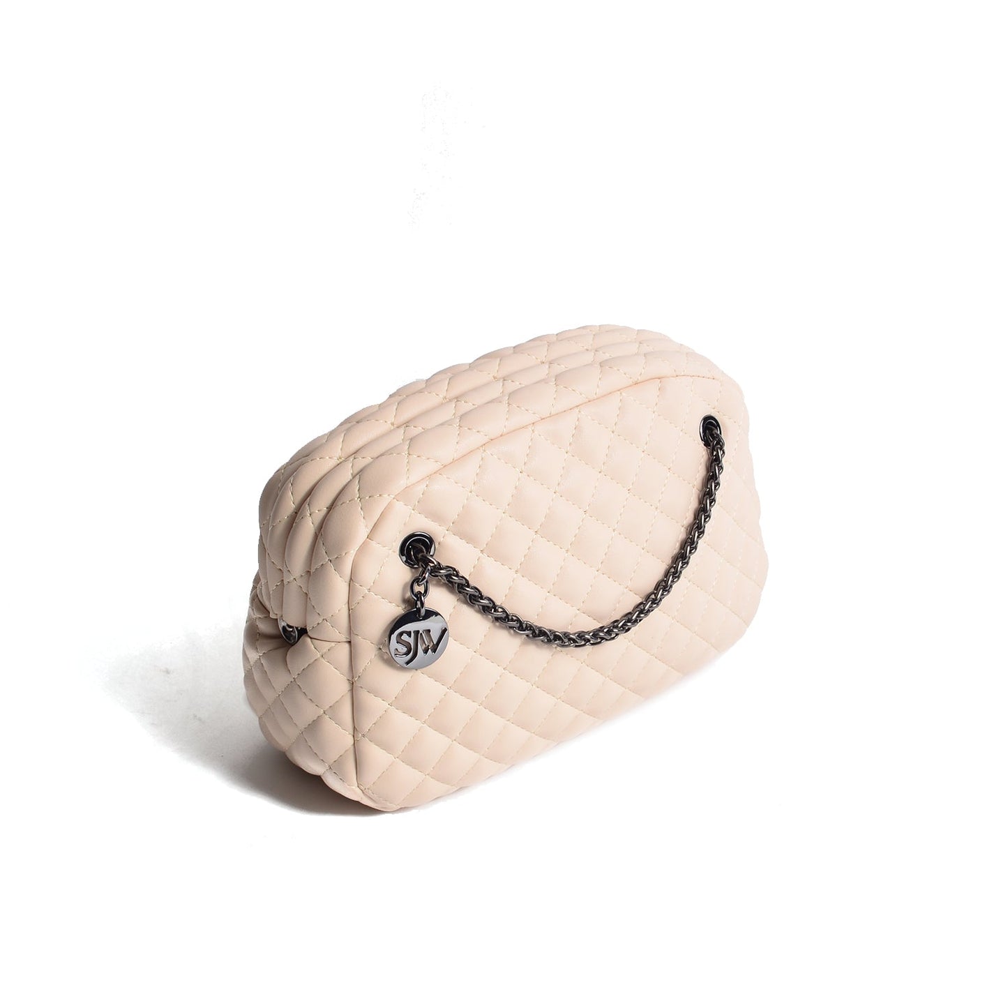 Carlton Vegan Leather Quilted Handbag - Cream - SJW BAGS LONDON