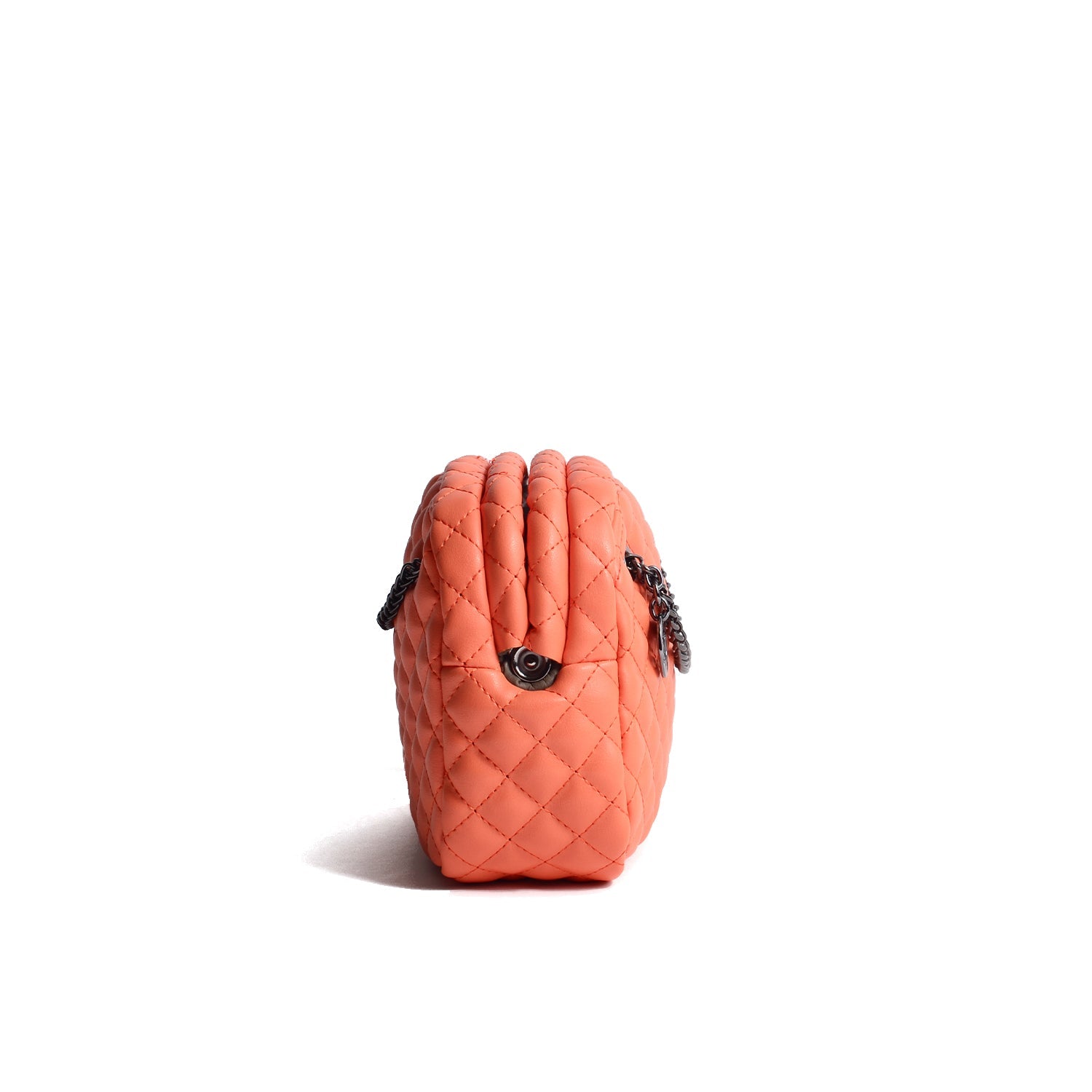 Carlton Vegan Leather Quilted Handbag - Orange - SJW BAGS LONDON