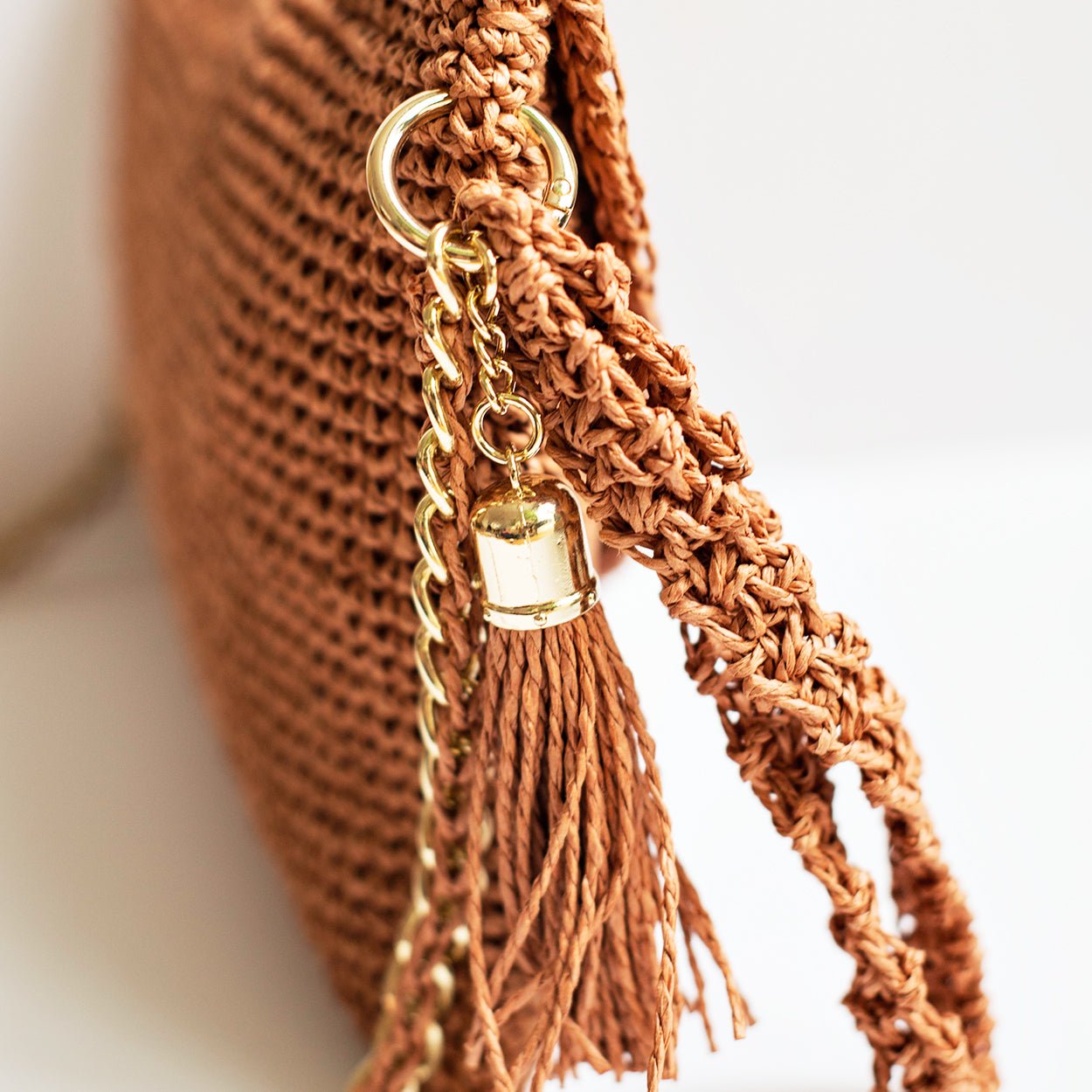 Grace Bag hand crocheted with sustainable paper yarn - Salmon - SJW BAGS LONDON