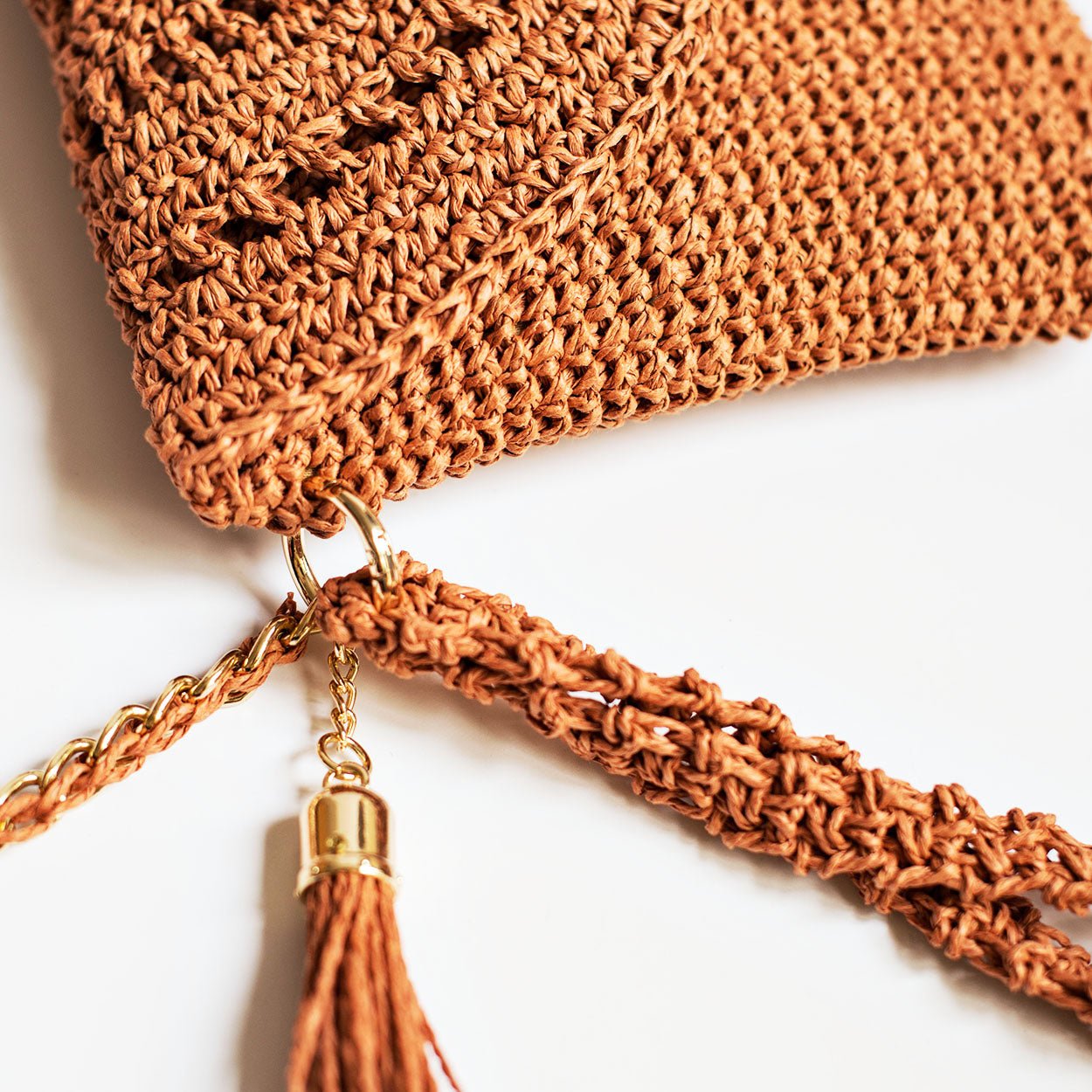 Grace Bag hand crocheted with sustainable paper yarn - Salmon - SJW BAGS LONDON