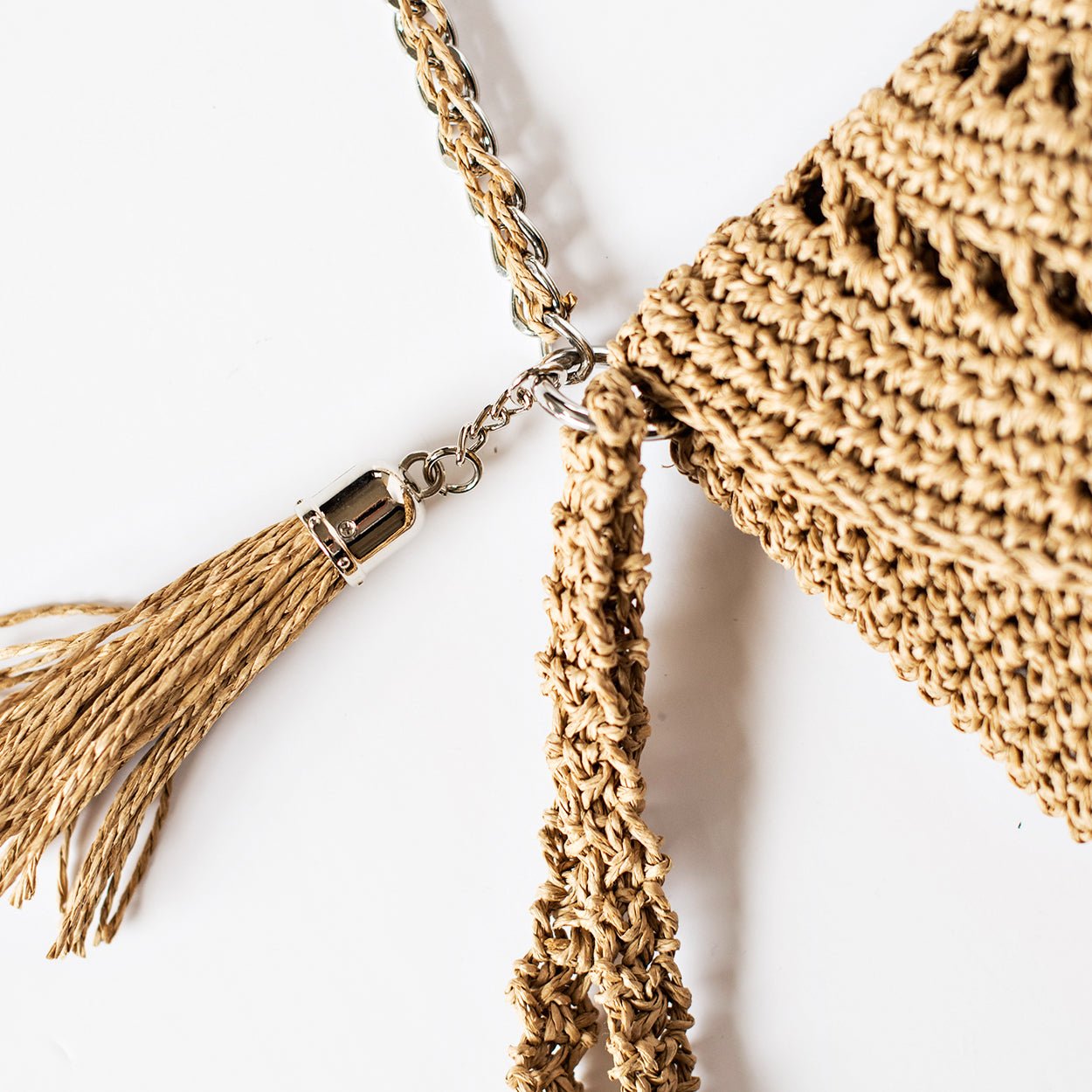 Grace Bag hand crocheted with sustainable paper yarn - Sand - SJW BAGS LONDON