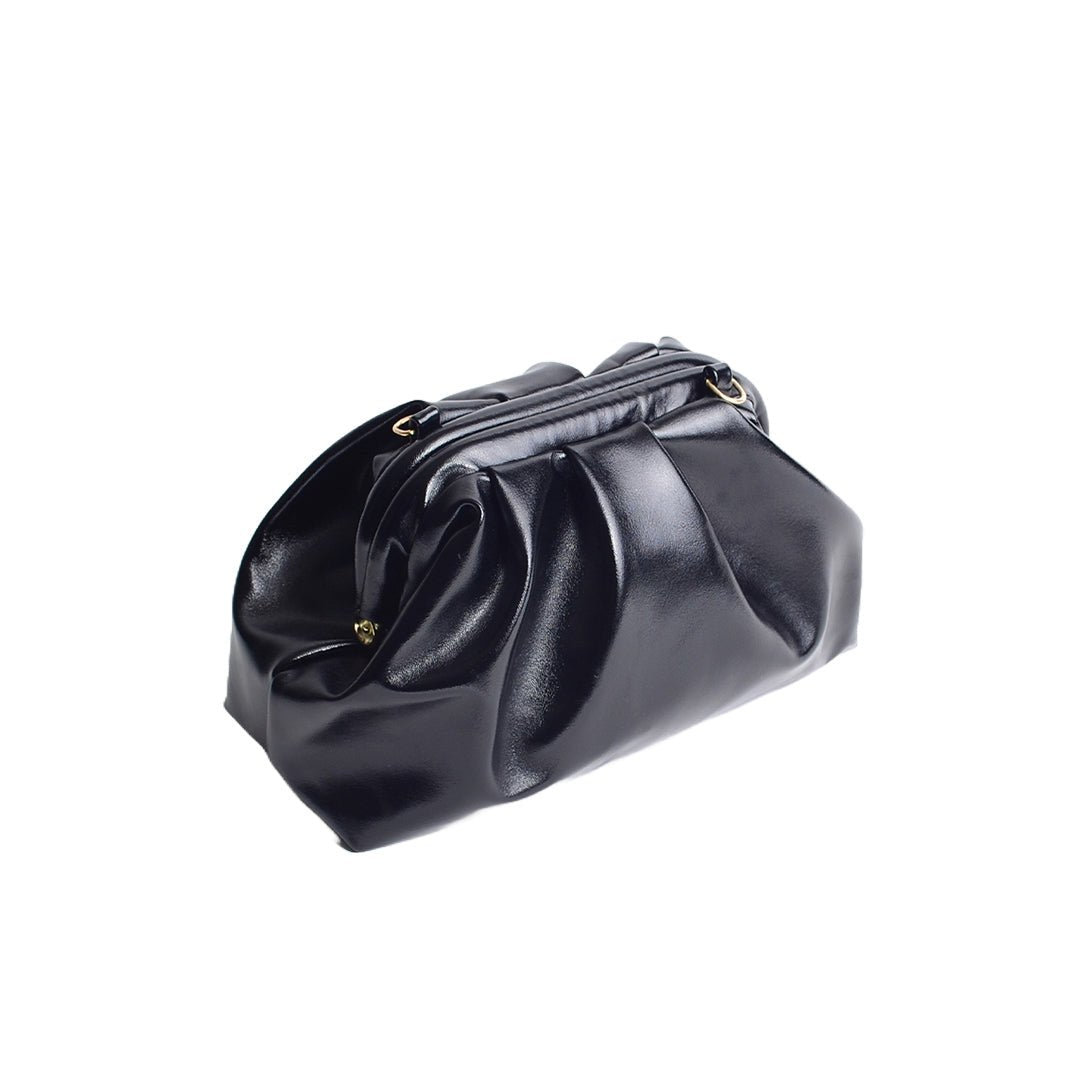 Greville Metallic Clutch Bags - Black - SJW BAGS LONDON