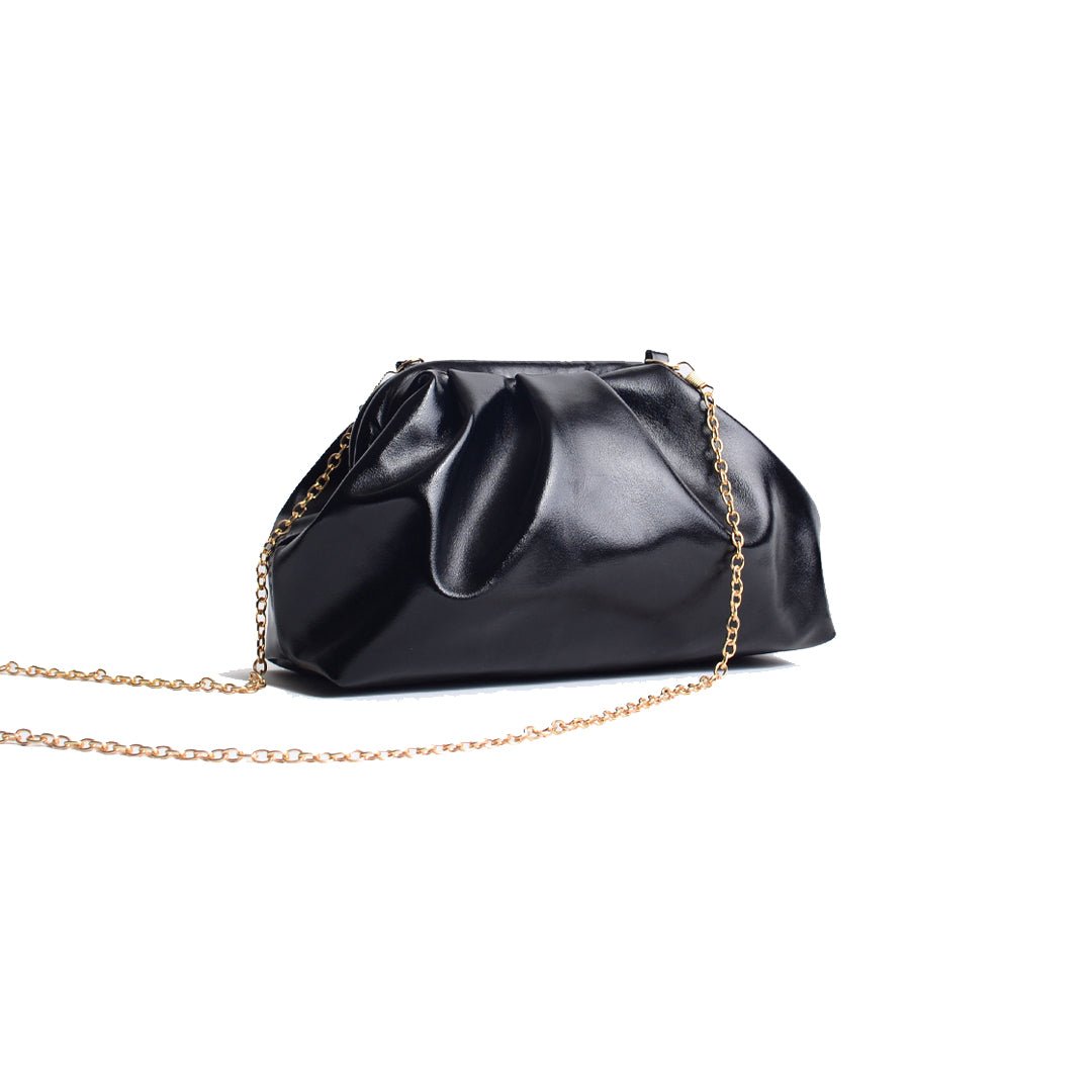 Greville Metallic Clutch Bags - Black - SJW BAGS LONDON