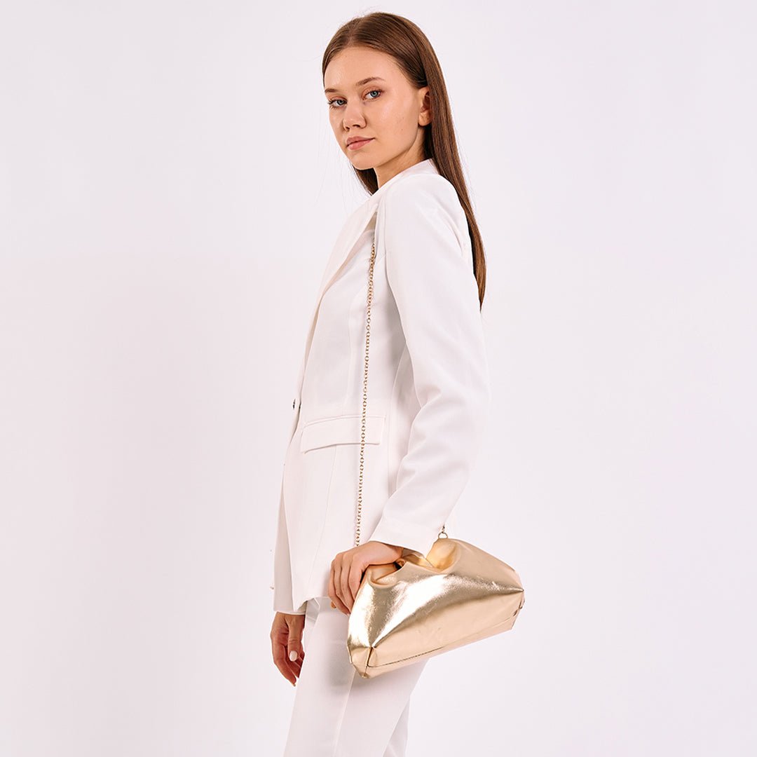 Greville Metallic Clutch Bags - Gold - SJW BAGS LONDON