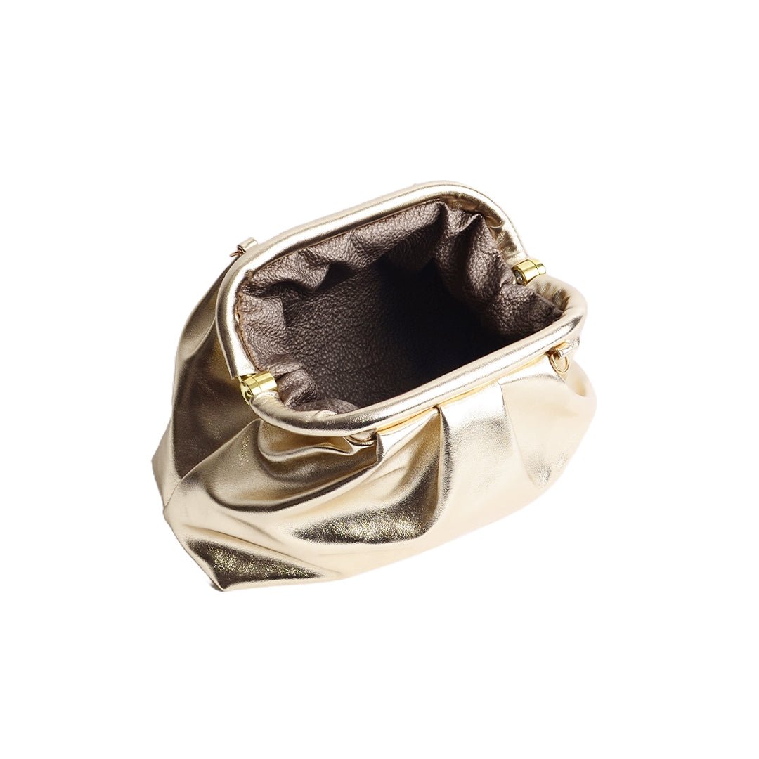 Greville Metallic Clutch Bags - Gold - SJW BAGS LONDON