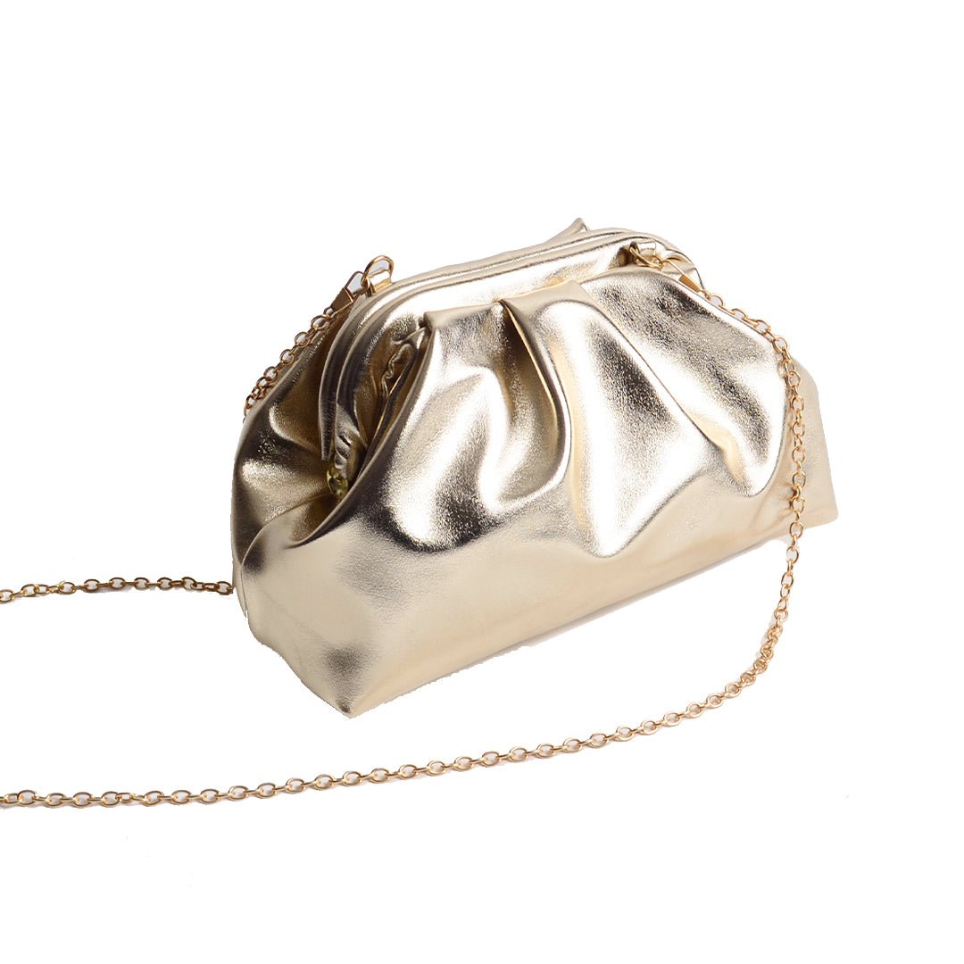 Greville Metallic Clutch Bags - Gold - SJW BAGS LONDON