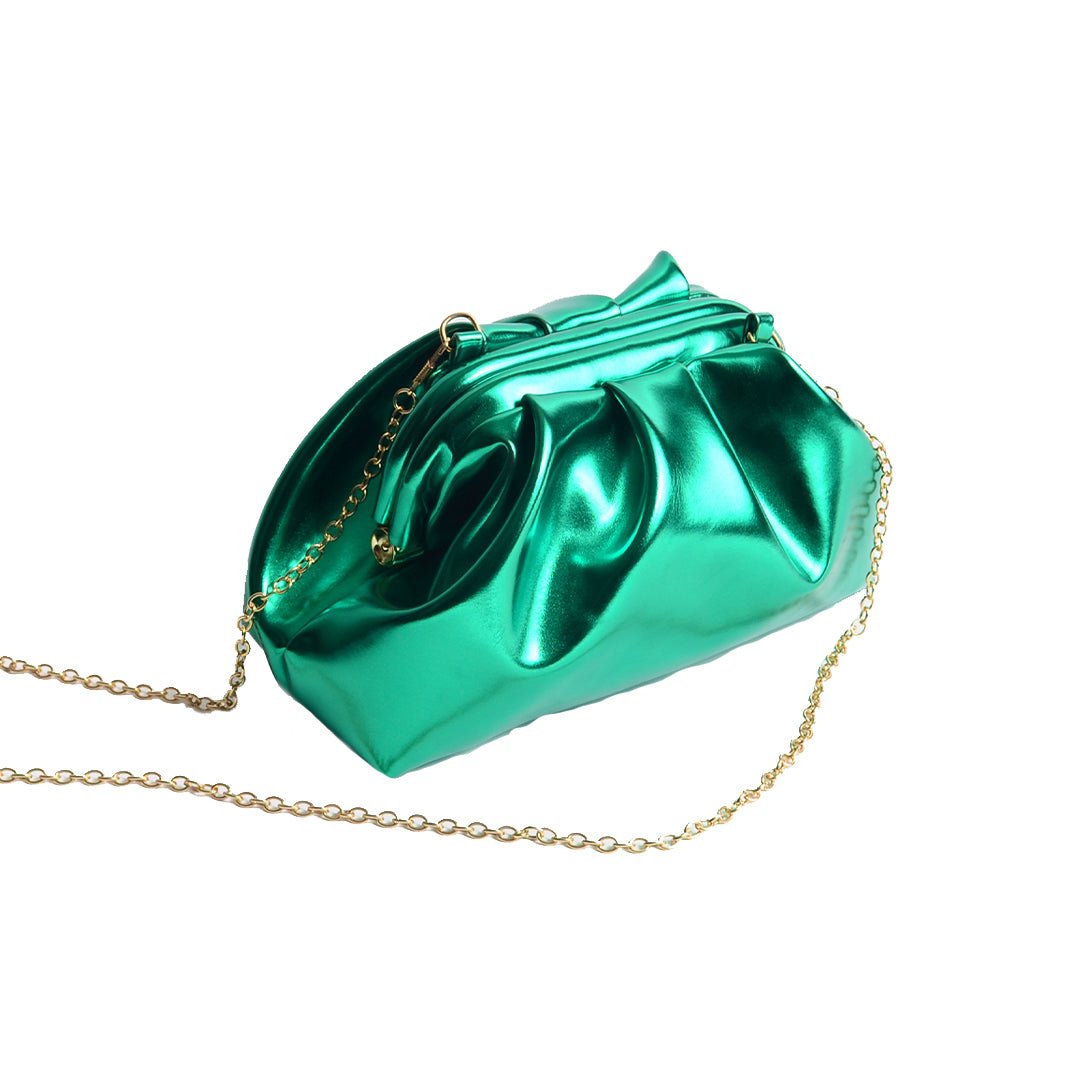 Greville Metallic Clutch Bags - Jade Green - SJW BAGS LONDON