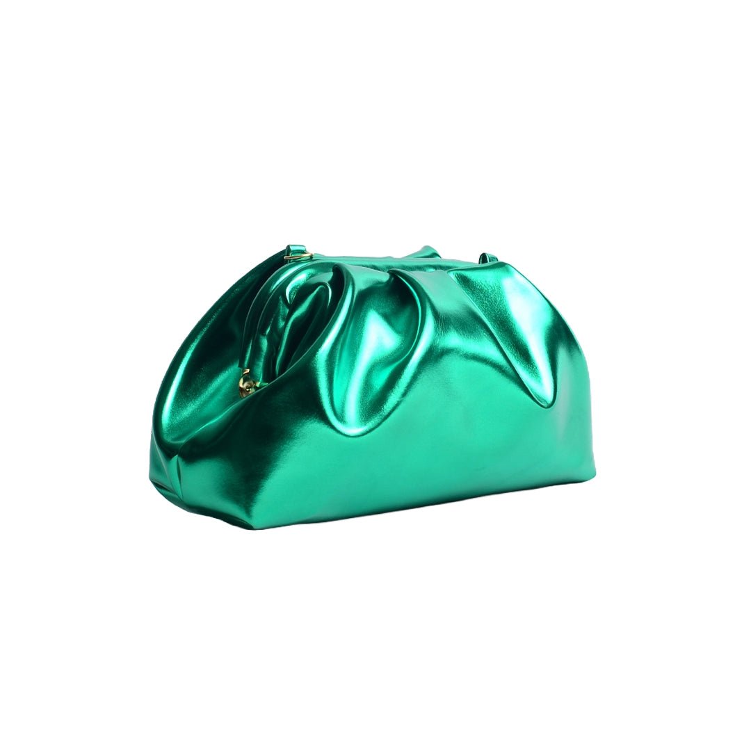 Greville Metallic Clutch Bags - Jade Green - SJW BAGS LONDON