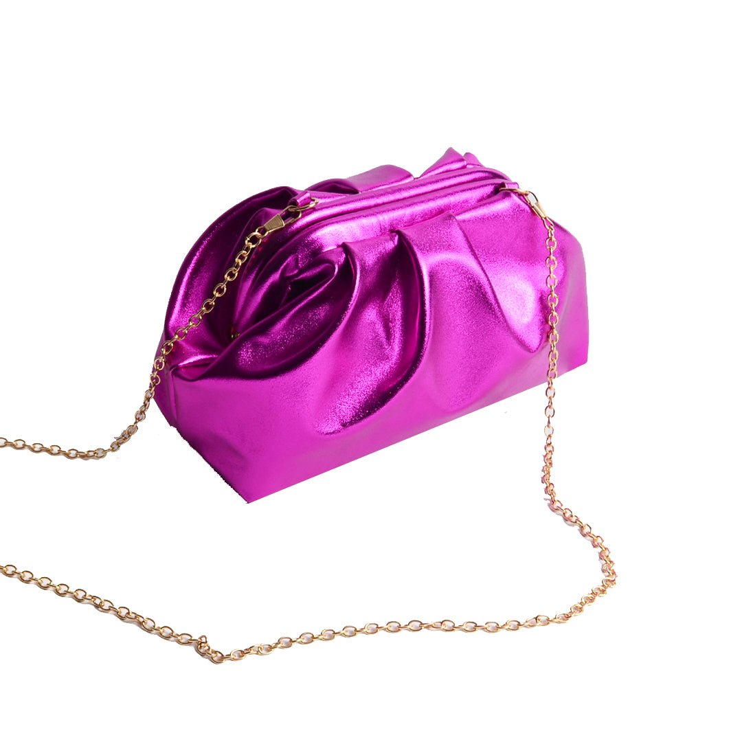 Greville Metallic Clutch Bags - Magenta - SJW BAGS LONDON